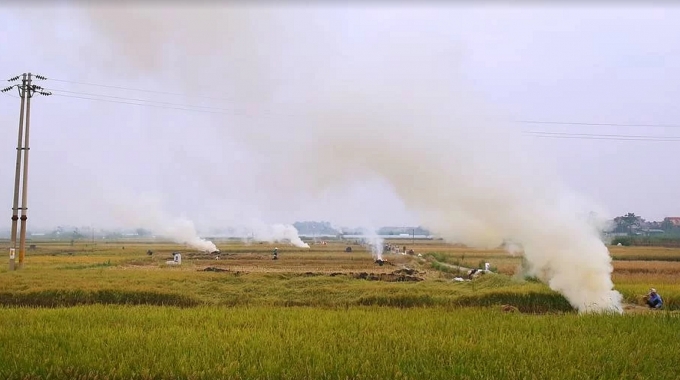 Khói rơm bao phủ cửa ngõ Hà Nội khoi rom bao phu cua ngo ha noi