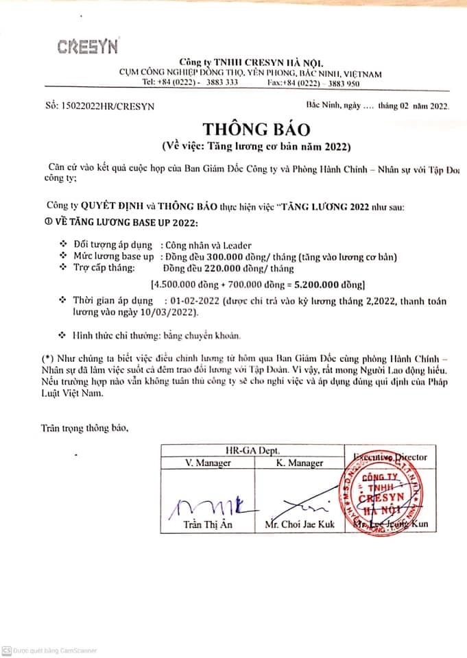 Công nhân ngừng việc yêu cầu tăng lương và chất lượng bữa ăn ca