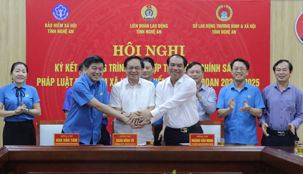 Nghệ An: Liên ngành LĐLĐ, BHXH, LĐTB&XH ký kết chương trình phối hợp