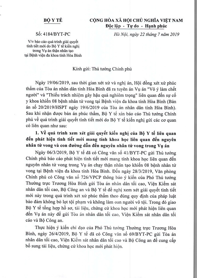 bo y te bao cao thu tuong ve tinh tiet moi vu 8 benh nhan chay than tu vong