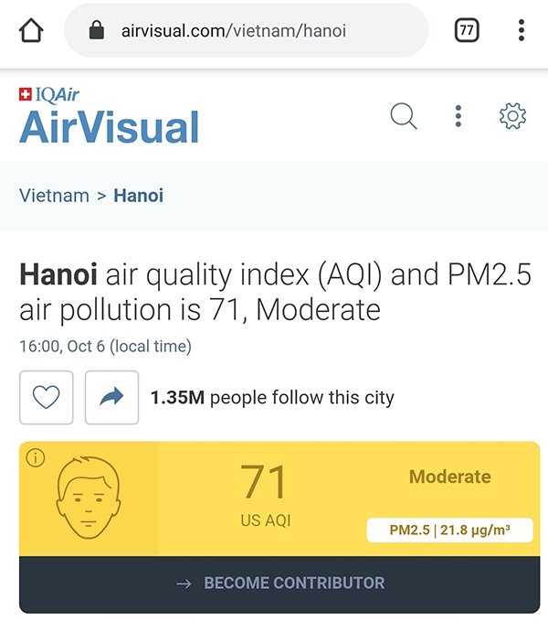 Ứng dụng đo chất lượng không khí AirVisual chặn người dùng Việt Nam ung dung do chat luong khong khi airvisual chan nguoi dung viet nam