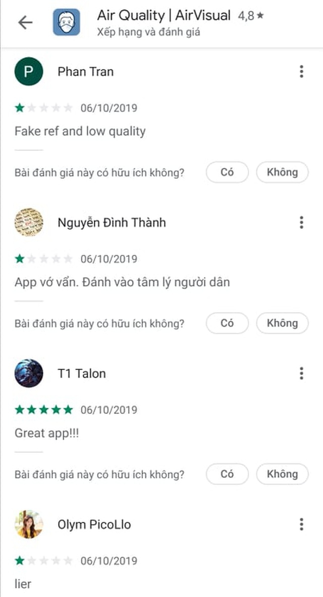 Ứng dụng đo chất lượng không khí AirVisual chặn người dùng Việt Nam ung dung do chat luong khong khi airvisual chan nguoi dung viet nam