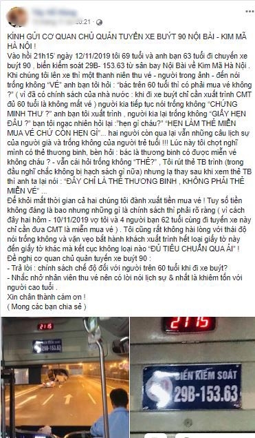 Đình chỉ phụ xe buýt nói trống không với người cao tuổi không có thẻ miễn phí dinh chi phu xe buyt noi trong khong voi nguoi cao tuoi khong co the mien phi