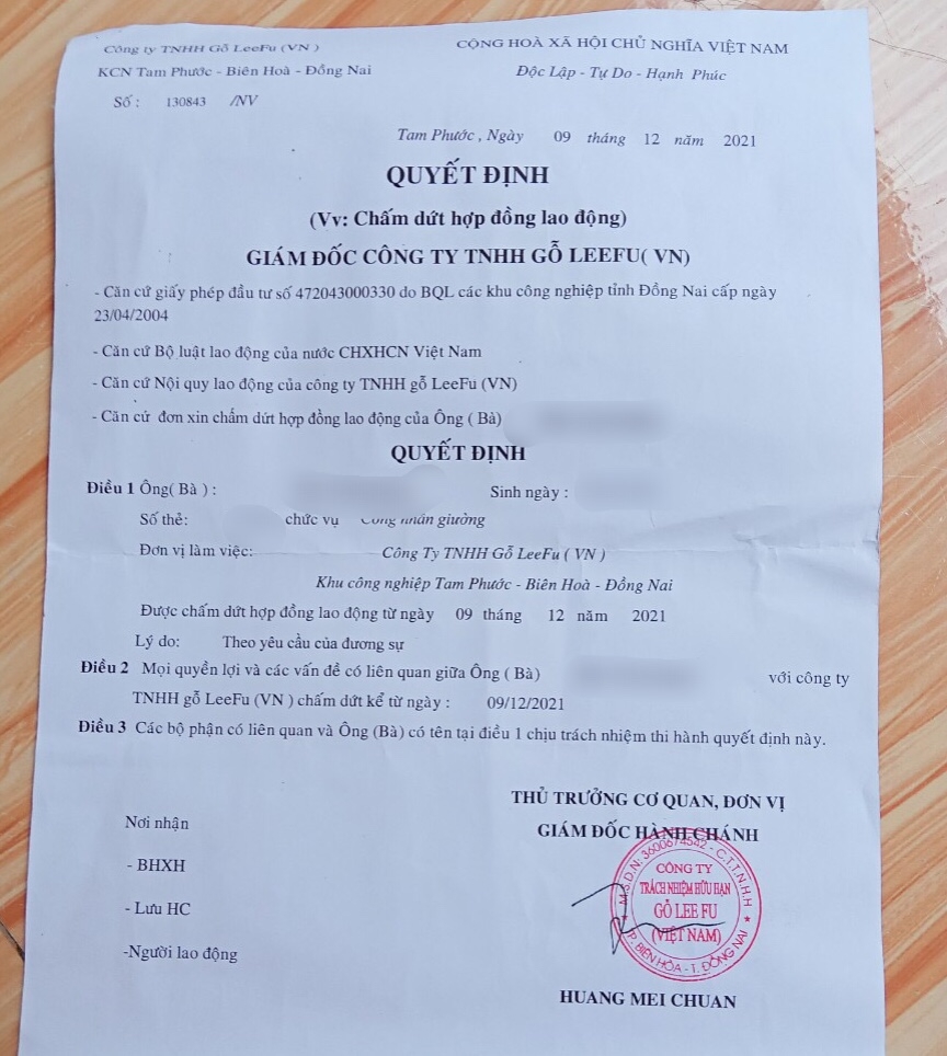 Công nhân Công ty Lee Fu bị mất việc làm đã nhờ Công đoàn hỗ trợ pháp lý