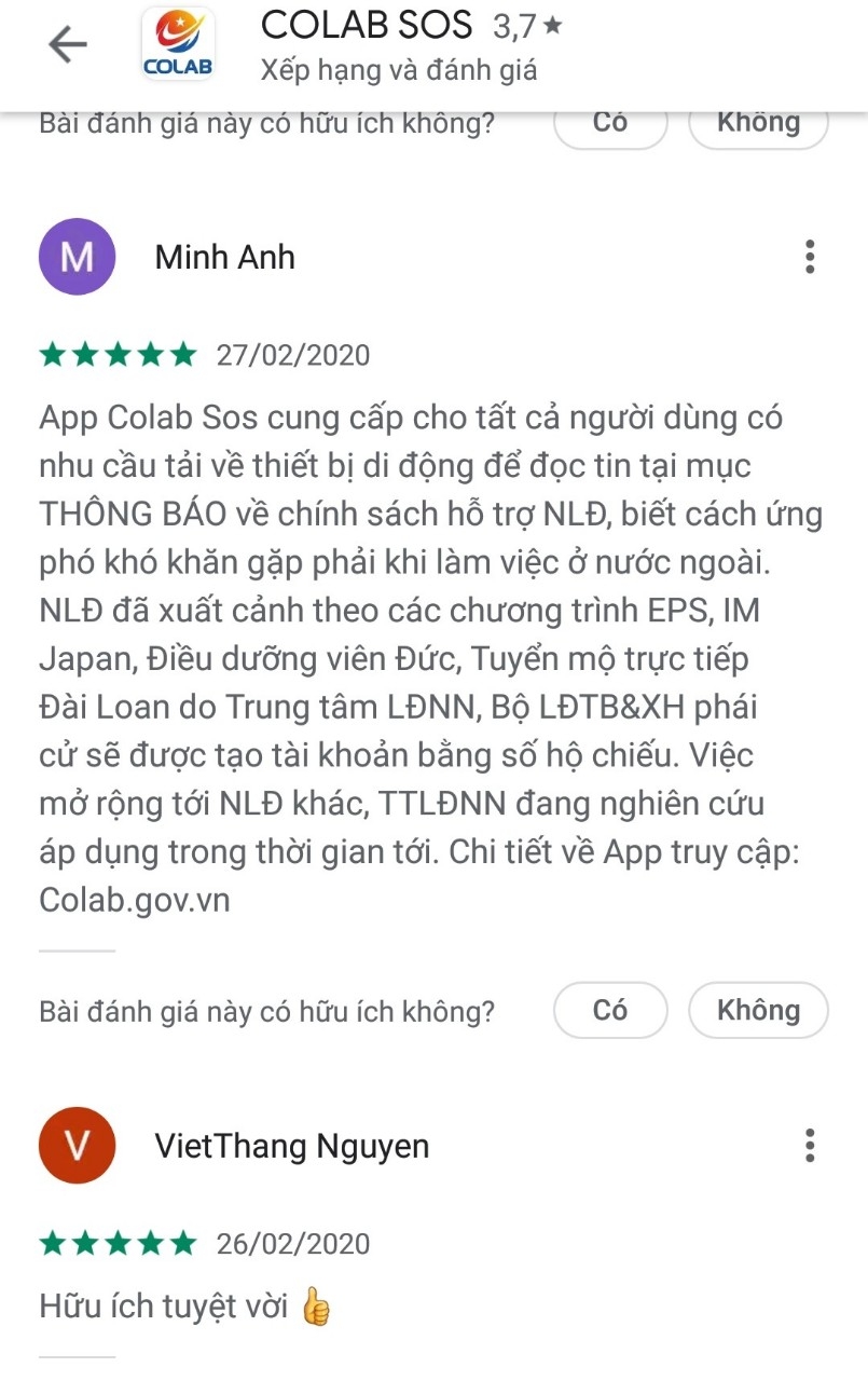 COLAB SOS - ứng dụng hỗ trợ lao động Việt tại vùng có dịch Covid -19 trên thế giới colab sos ung dung ho tro lao dong viet tai vung co dich covid 19 tren the gioi
