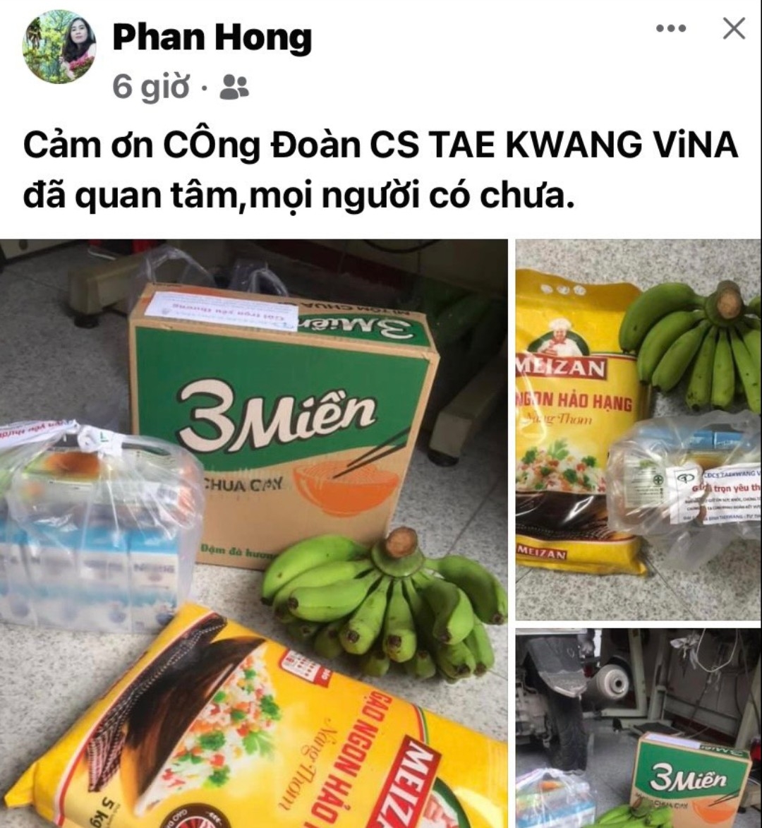 Nghĩa tình Công đoàn Taekwang Vina gửi đến người lao động trong mùa dịch