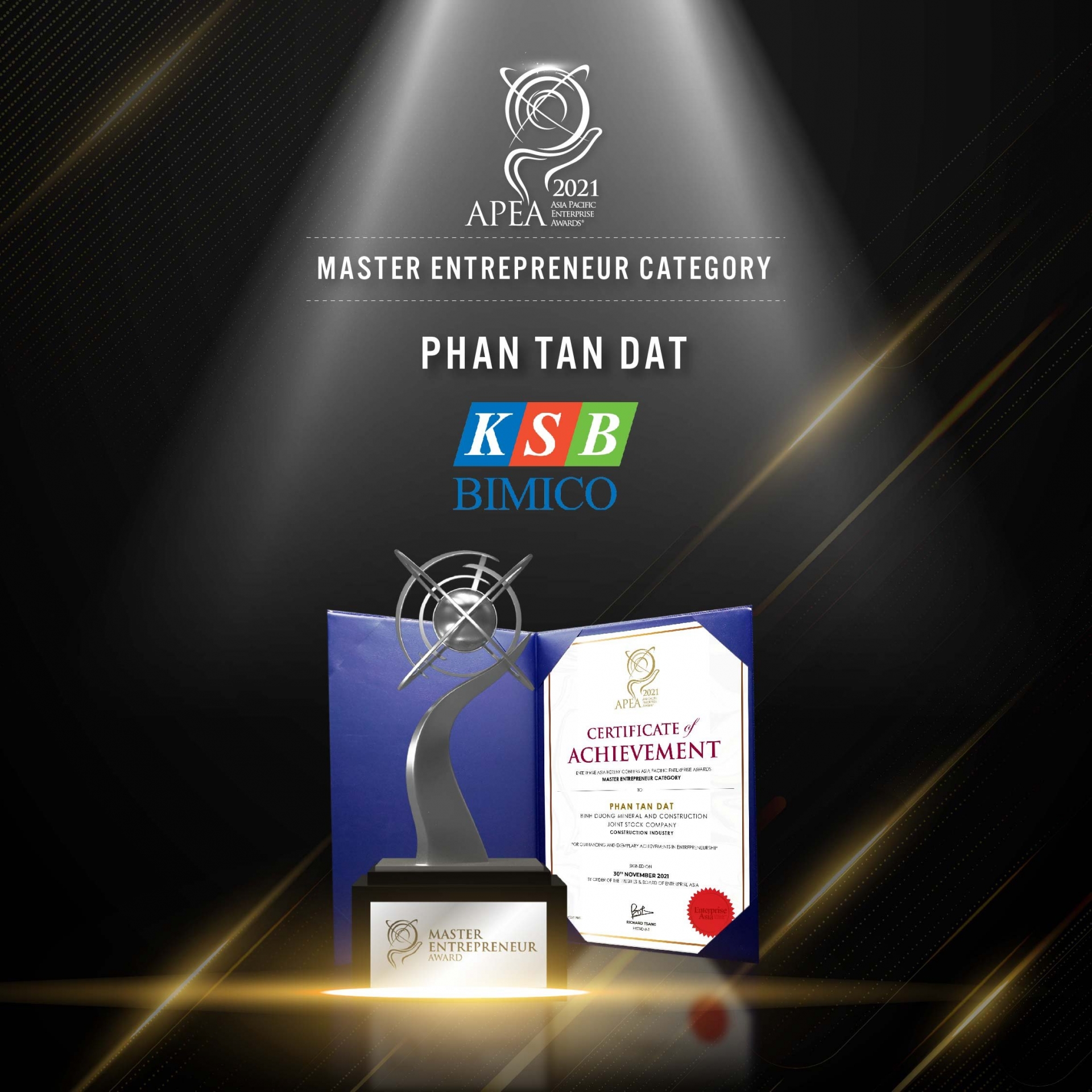 Giải thưởng Kinh doanh xuất sắc Châu Á 2021 vinh danh KBS và Chủ tịch HĐQT Phan Tấn Đạt Giải thưởng Kinh doanh xuất sắc Châu Á 2021 vinh danh KBS và Chủ tịch HĐQT Phan Tấn Đạt