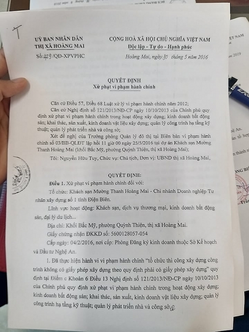 ai chong lung cho muong thanh hoang mai xay dung khong phep