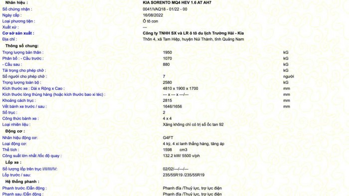 Kia Sorento hybrid được lắp ráp tại Việt Nam bởi Thaco Kia Sorento hybrid được lắp ráp tại Việt Nam bởi Thaco