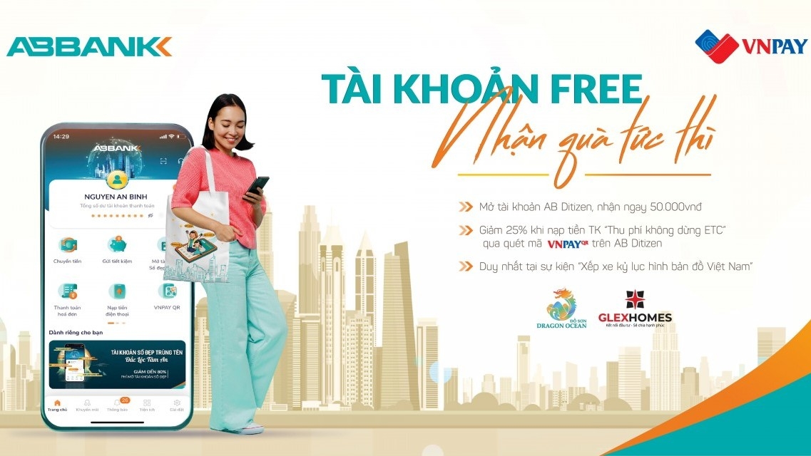 Khuyến mãi 25% khi nạp tiền ETC trên ứng dụng của ABBANK tại chương trình Xếp xe kỷ lục hình bản đồ Việt Nam