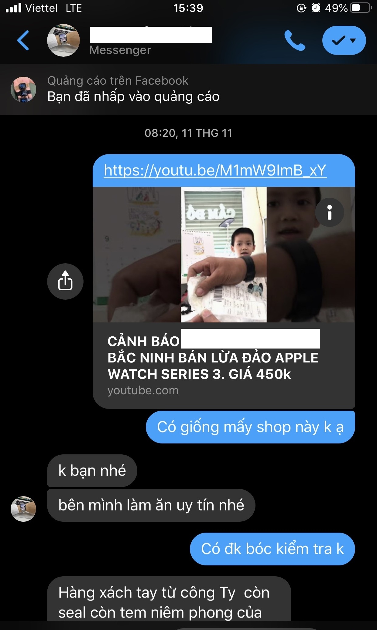 cong nhan mua hang online quang cao apple watch nhan ve dong ho led