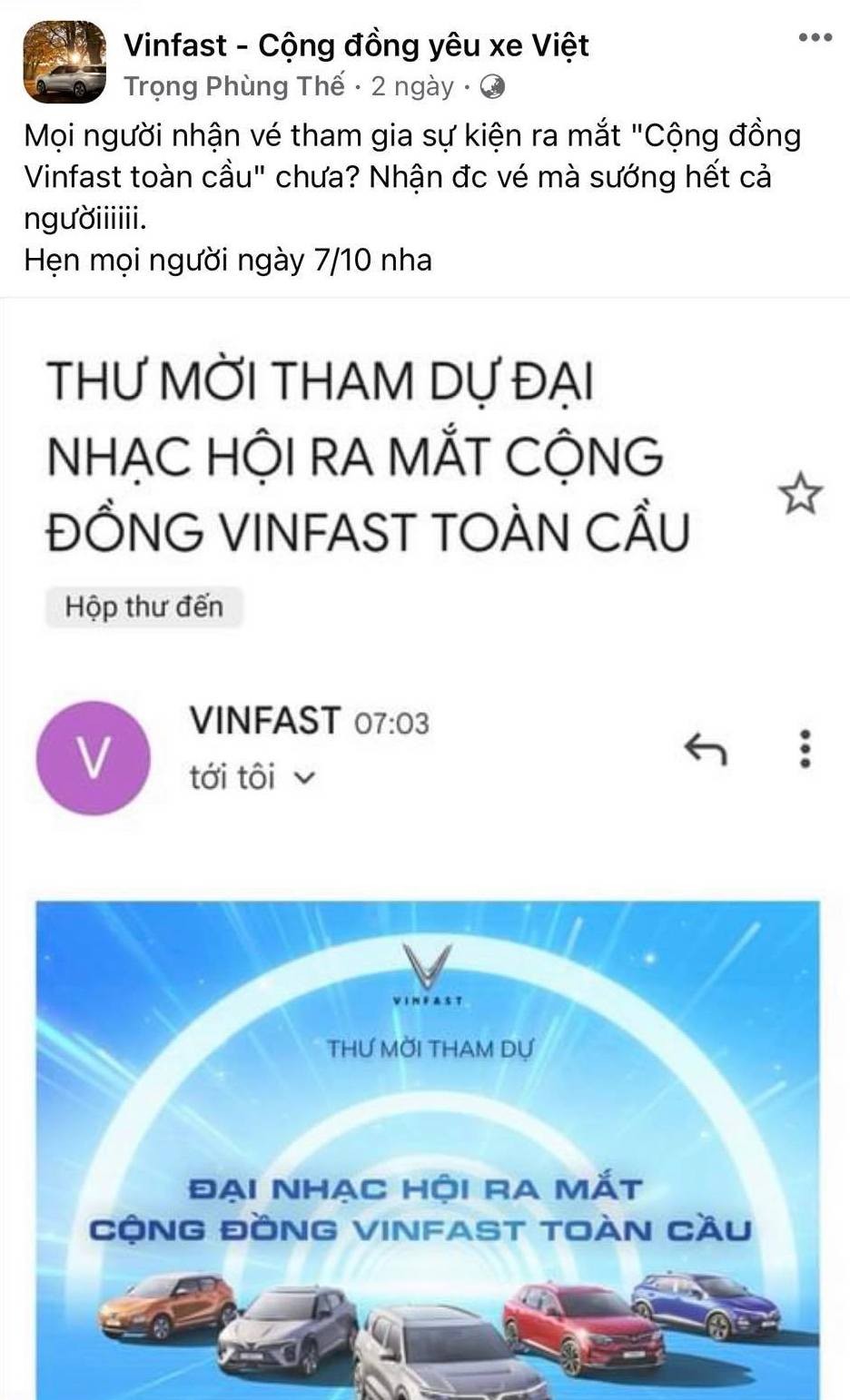 Cộng đồng yêu xe hào hứng 'khoe' vé đại nhạc hội VinFast Cộng đồng yêu xe hào hứng 'khoe' vé đại nhạc hội VinFast