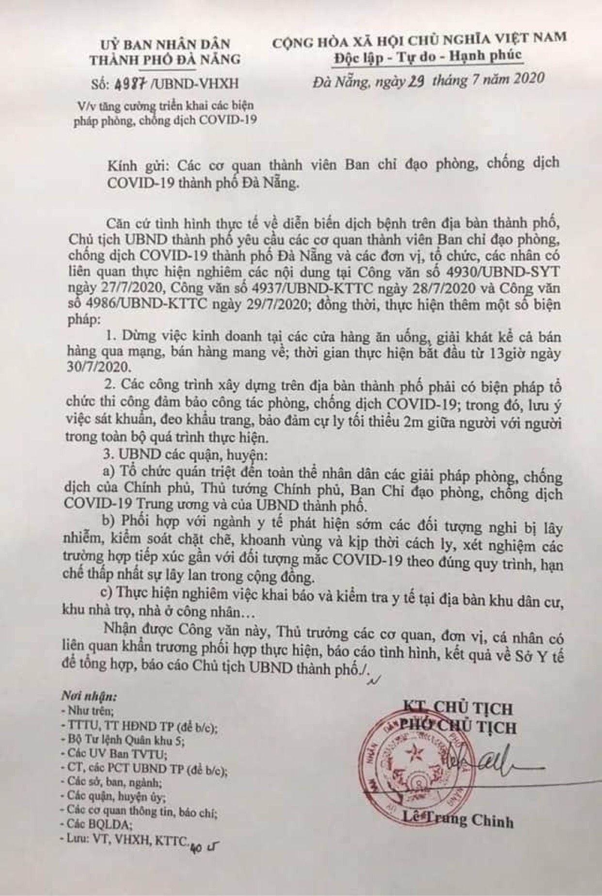 Từ 13 giờ ngày 30/7, Đà Nẵng dừng bán hàng ăn kể cả mang về tu 13 gio ngay 307 da nang dung ban hang an ke ca mang ve