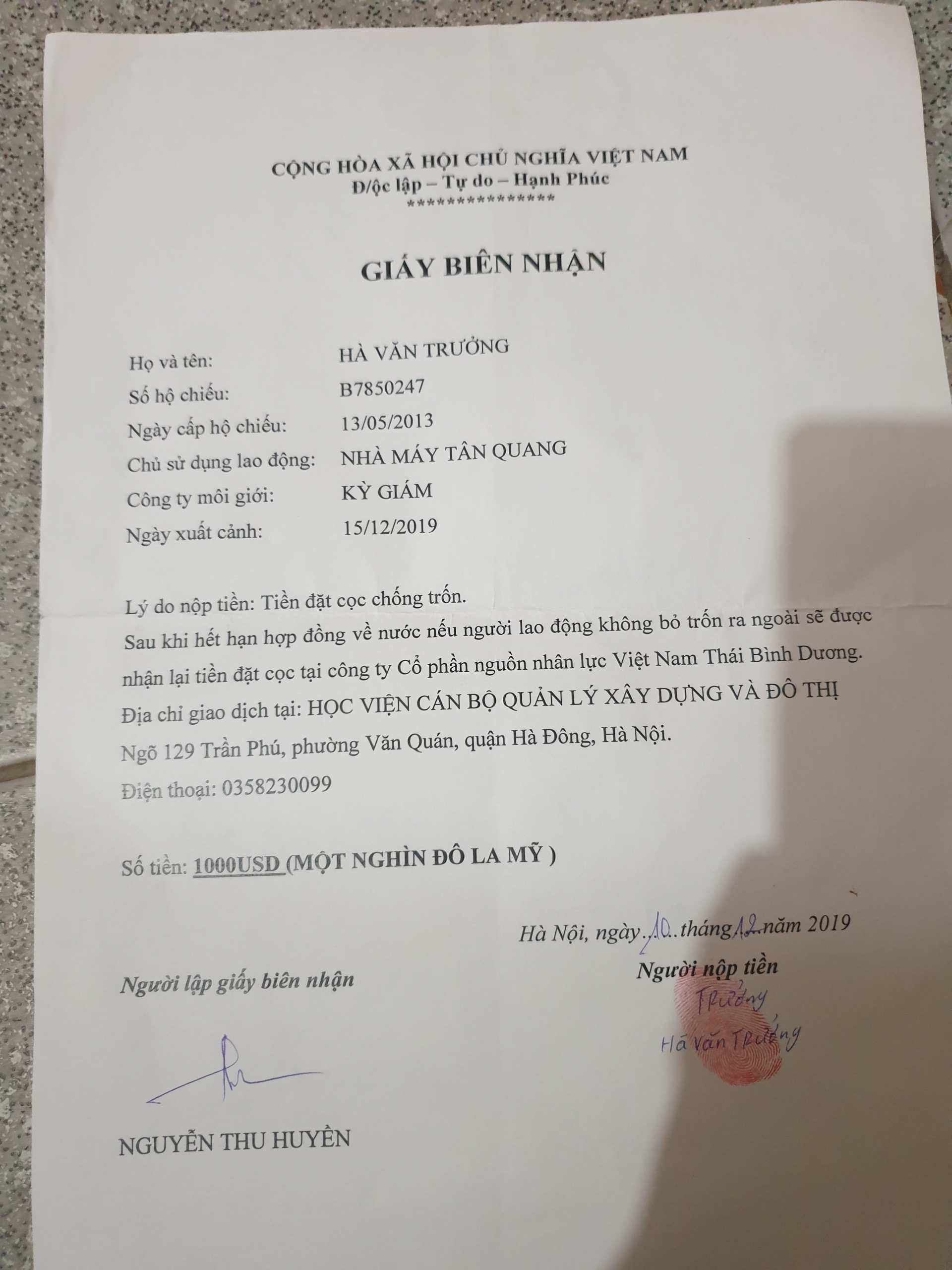 Đi xuất khẩu lao động 20 ngày, về nước công ty dịch vụ trừ hơn 3.000 USD di xuat khau lao dong 20 ngay ve nuoc cong ty dich vu tru hon 3000 usd