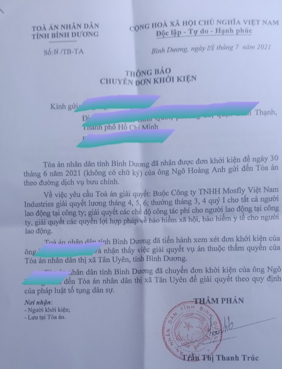 Người lao động Công ty Mosfly Việt Nam Industries phải khổ sở đến bao giờ? Người lao động Công ty Mosfly Việt Nam Industries phải khổ sở đến bao giờ?