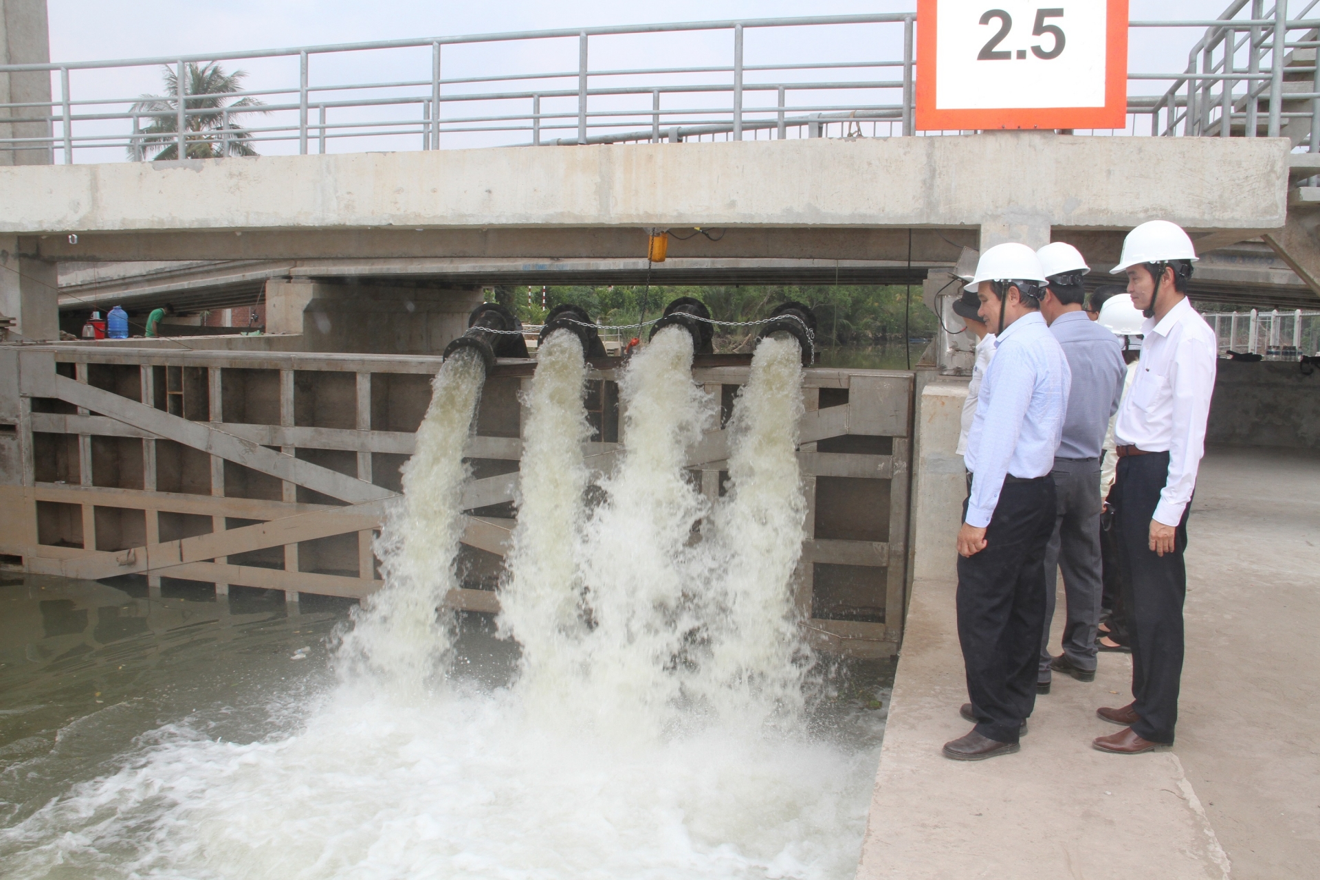 Gấp rút kéo điện đến các trạm bơm tưới chống hạn mặn gap rut keo dien den cac tram bom tuoi chong han man