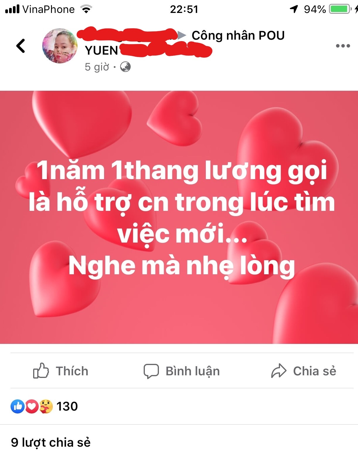 Công ty PouYuen hạ số lượng cắt giảm nhân sự, hỗ trợ 1 tháng lương cho mỗi năm làm việc