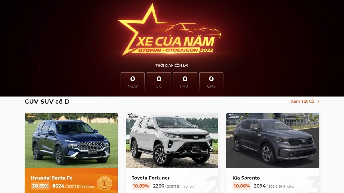 Hyundai SantaFe giành giải XE ẤN TƯỢNG CỦA NĂM 2022 Hyundai SantaFe giành giải XE ẤN TƯỢNG CỦA NĂM 2022