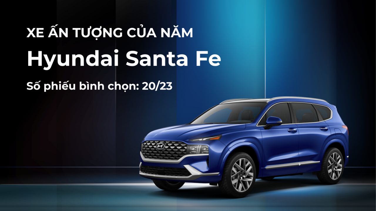 Hyundai SantaFe giành giải XE ẤN TƯỢNG CỦA NĂM 2022 Hyundai SantaFe giành giải XE ẤN TƯỢNG CỦA NĂM 2022