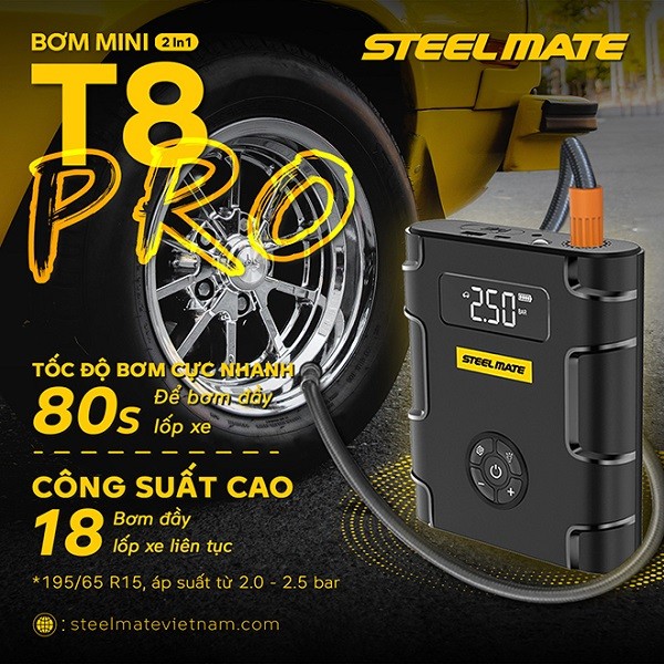 Bộ đôi bơm điện tử STEELMATE T8 và T8 PRO có mặt tại Việt Nam