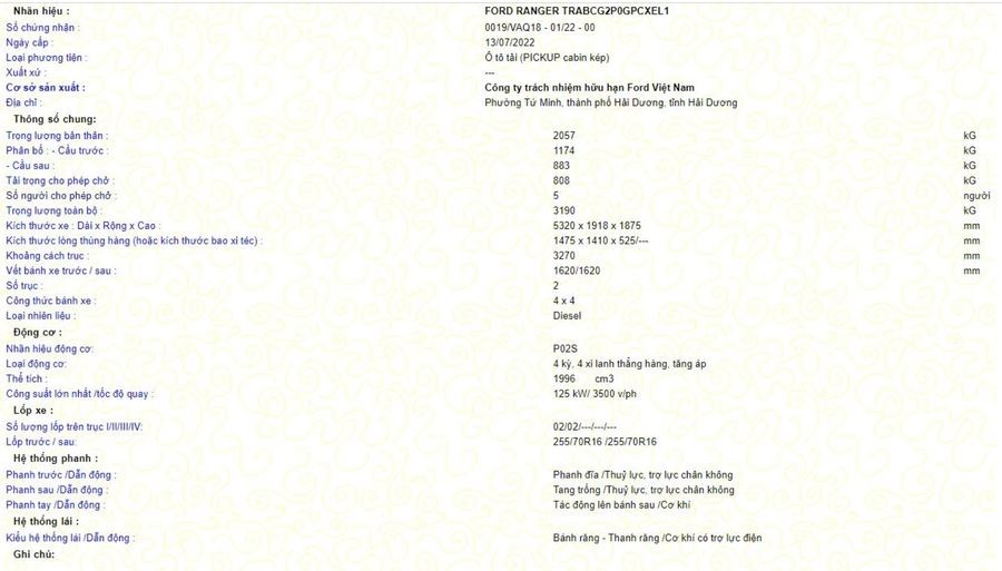 Ford Ranger 2023 lộ thông số tại Việt Nam Ford Ranger 2023 lộ thông số tại Việt Nam