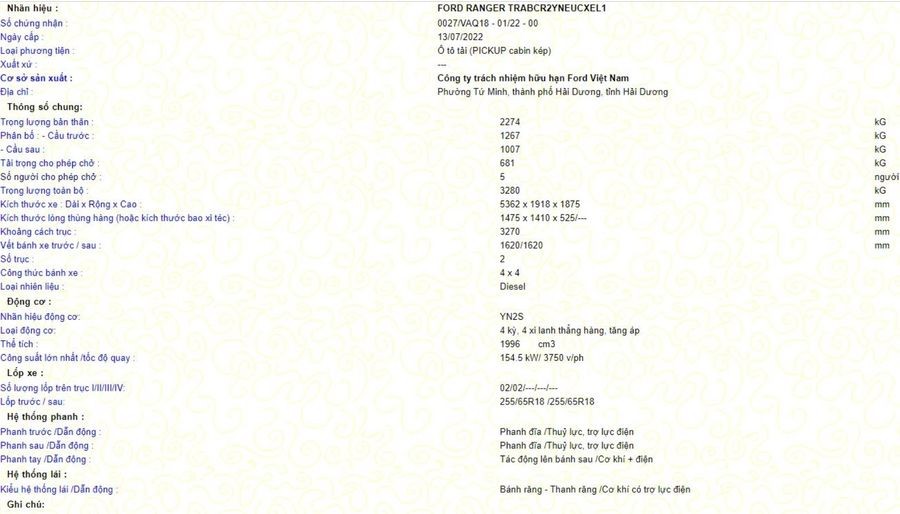 Ford Ranger 2023 lộ thông số tại Việt Nam Ford Ranger 2023 lộ thông số tại Việt Nam