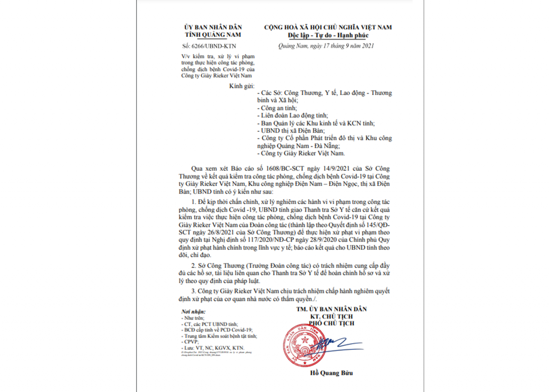 Sẽ xử lý vi phạm trong công tác phòng, chống dịch Covid-19 tại Công ty Giày Rieker Sẽ xử lý vi phạm trong công tác phòng, chống dịch Covid-19 tại Công ty Giày Rieker