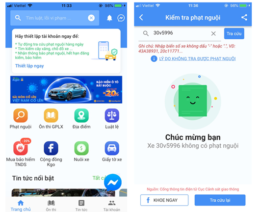 Tra cứu phạt nguội, mua bảo hiểm ô tô chỉ bằng smartphone
