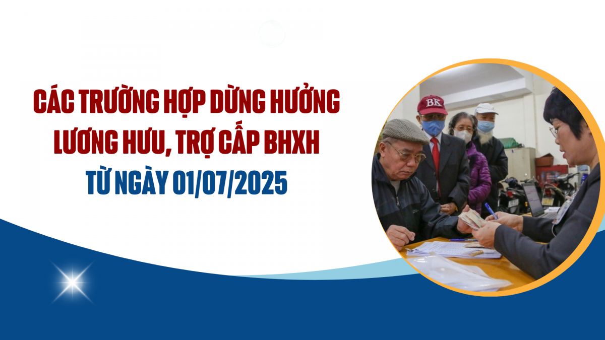 Các trường hợp dừng hưởng lương hưu, trợ cấp bảo hiểm xã hội từ ngày 01/07/2025